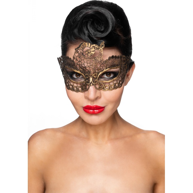 Золотистая карнавальная маска Этамин - 963-ХХ - Карнавальные маски