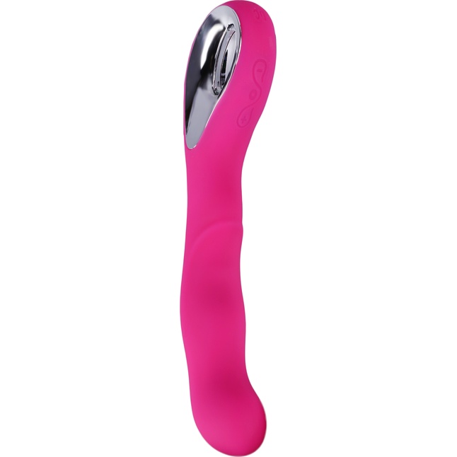 Ярко-розовый ребристый вибромассажер точки G - 20 см. Фотография 2.