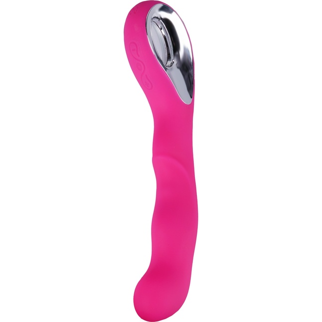 Ярко-розовый ребристый вибромассажер точки G - 20 см. Фотография 3.