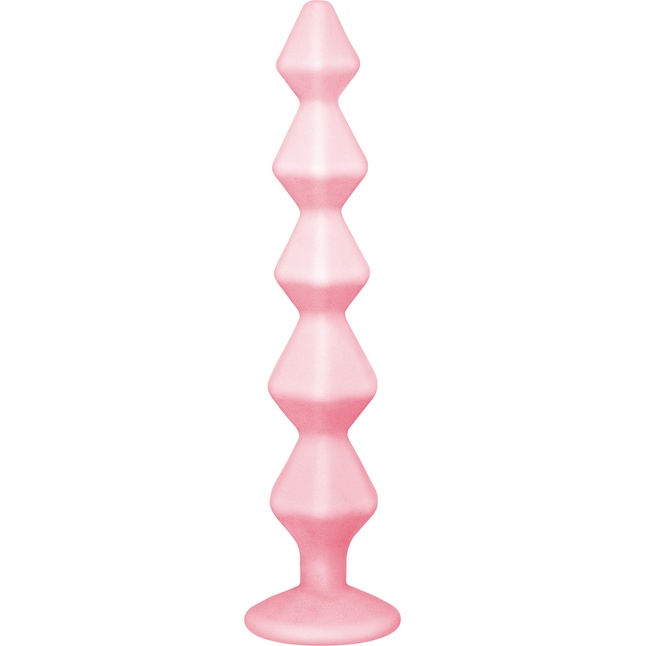 Розовая анальная цепочка с кристаллом Buddy - 17,7 см - Emotions. Фотография 2.