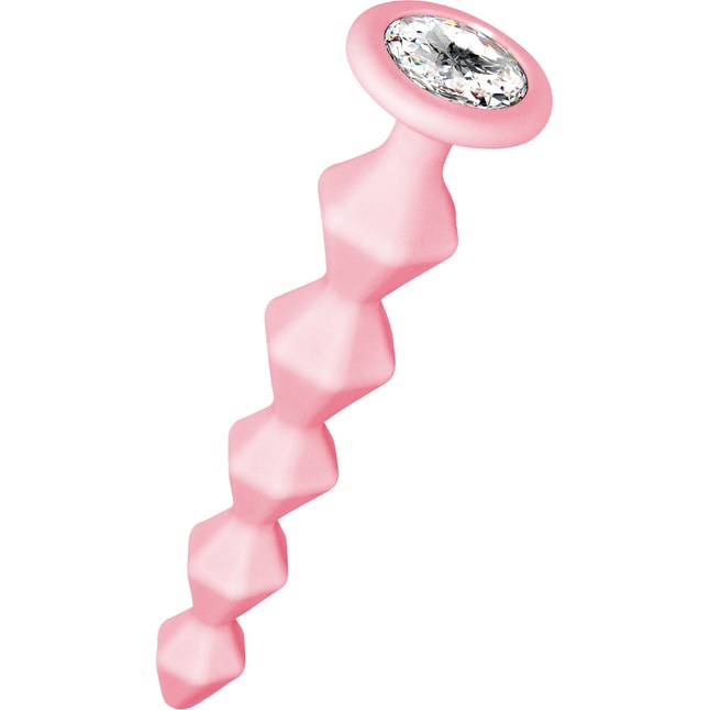 Розовая анальная цепочка с кристаллом Buddy - 17,7 см - Emotions