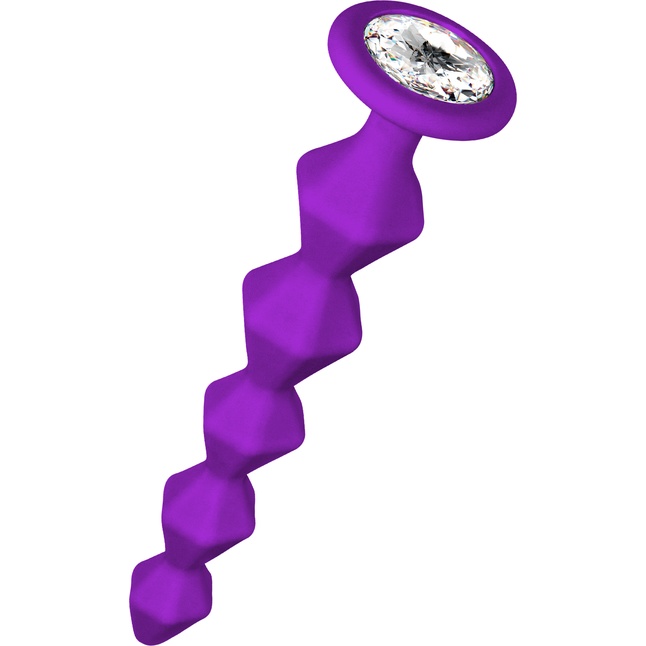 Фиолетовая анальная цепочка с кристаллом Buddy - 17,7 см - Emotions