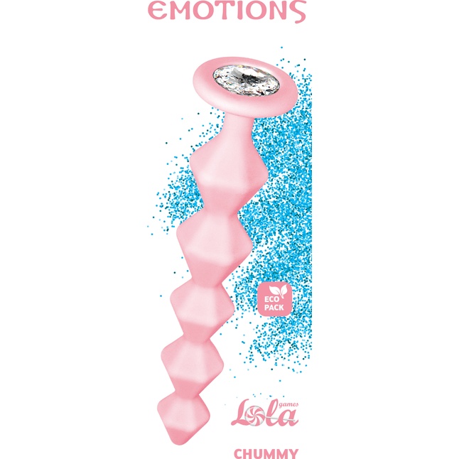 Розовая анальная цепочка с кристаллом Chummy - 16 см - Emotions. Фотография 5.