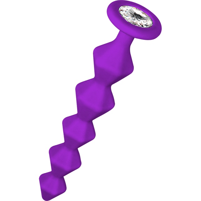 Фиолетовая анальная цепочка с кристаллом Chummy - 16 см - Emotions