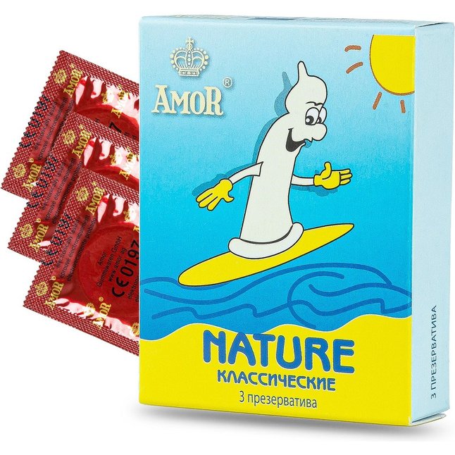 Классические презервативы AMOR Nature Яркая линия - 3 шт