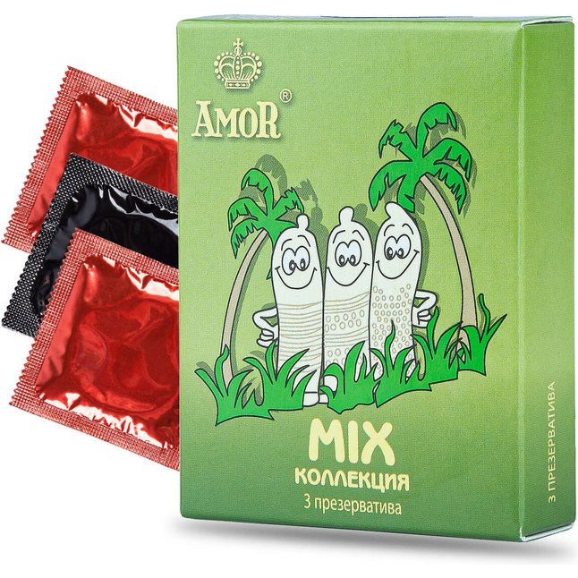 Микс-набор презервативов AMOR Mix Яркая линия - 3 шт