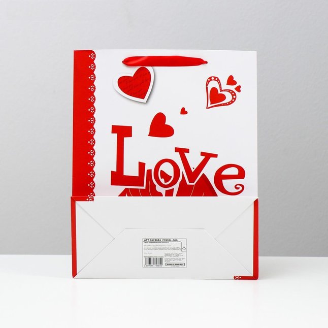Бумажный пакет «Любовь» - 26 х 32 см - Well-Known. Фотография 2.