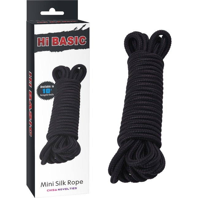 Хлопковая черная верёвка для любовных игр Mini Silk Rope - 10 м - Hi-Basic. Фотография 2.