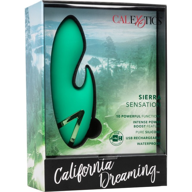 Зеленый вибромассажер-кролик Sierra Sensation - 15 см - California Dreaming. Фотография 7.