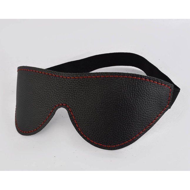 Черная маска с декоративной строчкой на резинке - BDSM accessories