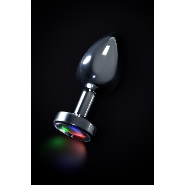 Серебристая анальная втулка со светодиодами - 8,8 см - Metal. Фотография 5.
