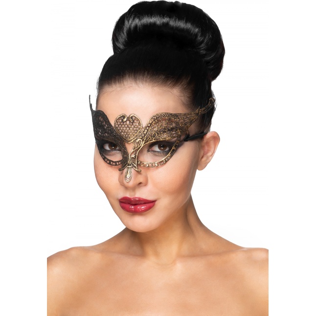 Золотистая карнавальная маска Поррима - 963-ХХ - Карнавальные маски