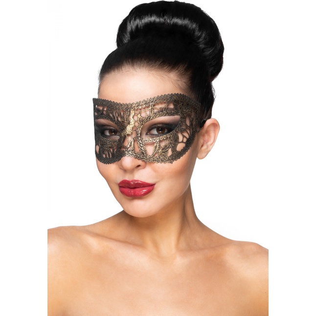 Золотистая карнавальная маска Хатиса - 963-ХХ - Карнавальные маски