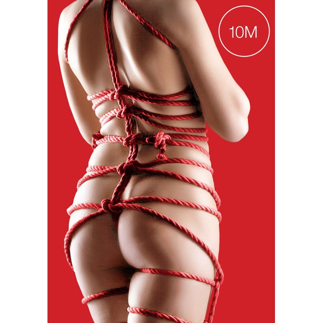 Красная веревка для связывания Thick Bondage Rope - 10 м - Ouch!. Фотография 3.