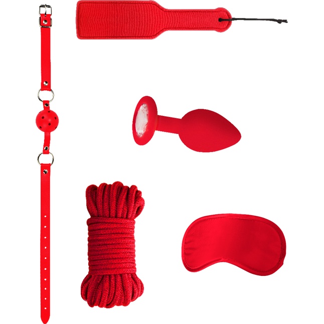 Красный игровой набор Introductory Bondage Kit №5 - Ouch!