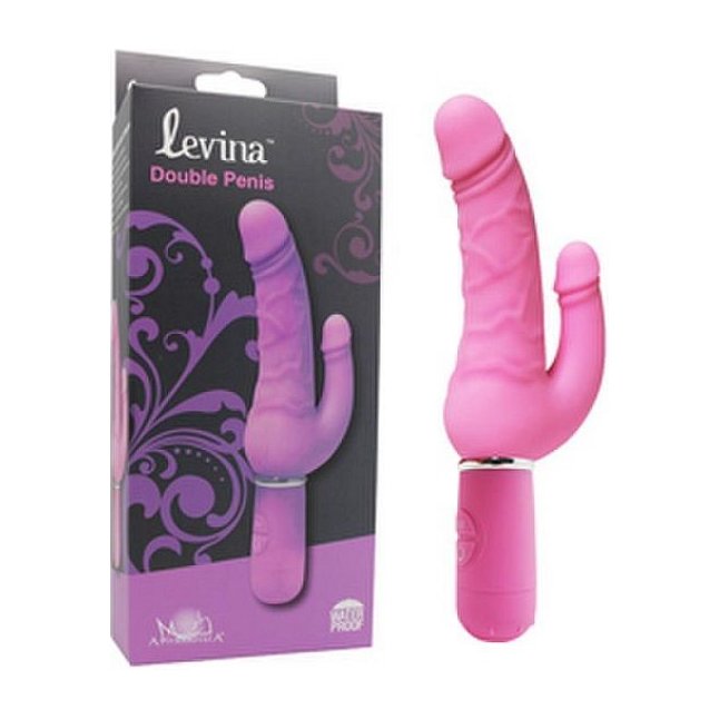 Розовый вибратор Levina Double Penis - 21,5 см. Фотография 2.