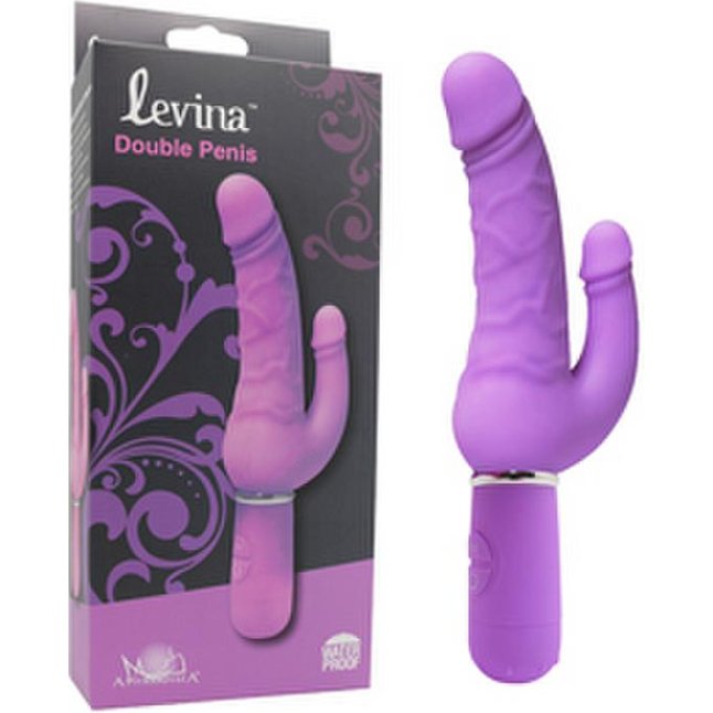 Фиолетовый вибратор Levina Double Penis - 21,5 см. Фотография 2.