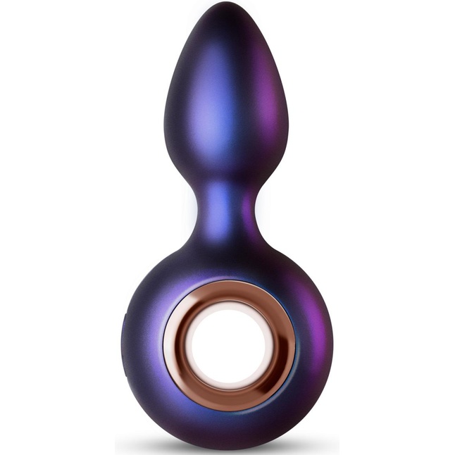 Фиолетовая анальная вибропробка Deep Space с кольцом-держателем - 12,7 см - Hueman