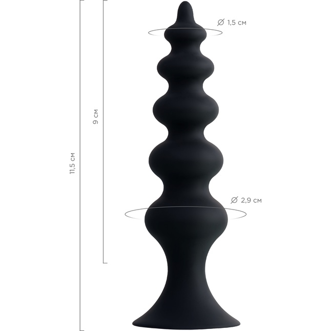 Черная анальная ёлочка Indi - 11,5 см. Фотография 4.
