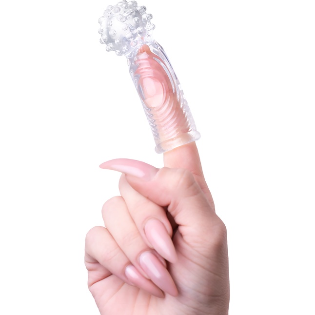 Прозрачная рельефная насадка на палец Ricol - 8 см. Фотография 2.