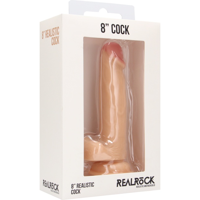 Телесный фаллоимитатор Realistic Cock 8 With Scrotum - 20 см - RealRock. Фотография 2.