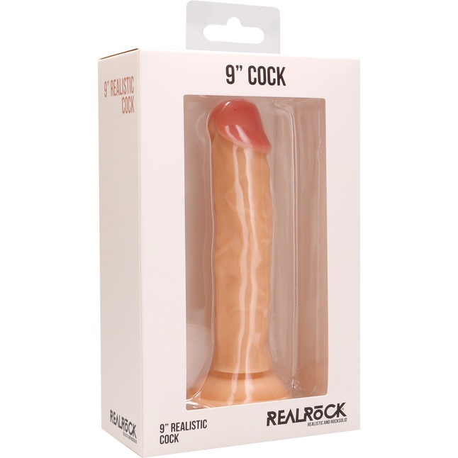 Телесный реалистичный фаллоимитатор Realistic Cock 9 - 23,5 см - RealRock. Фотография 4.