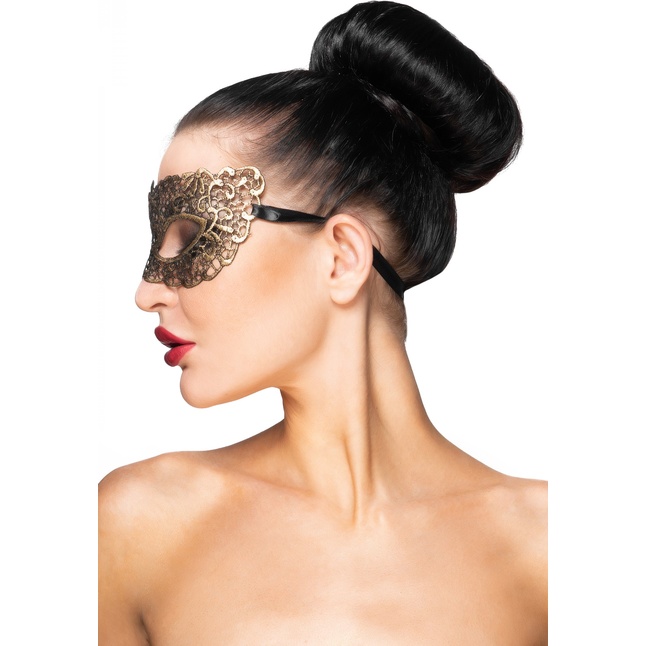Золотистая карнавальная маска Альтаир - 963-ХХ - Карнавальные маски. Фотография 2.