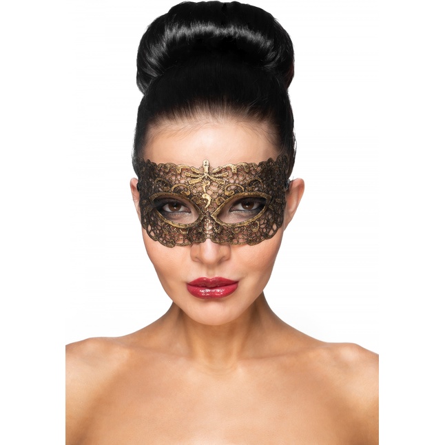 Золотистая карнавальная маска Альтаир - 963-ХХ - Карнавальные маски