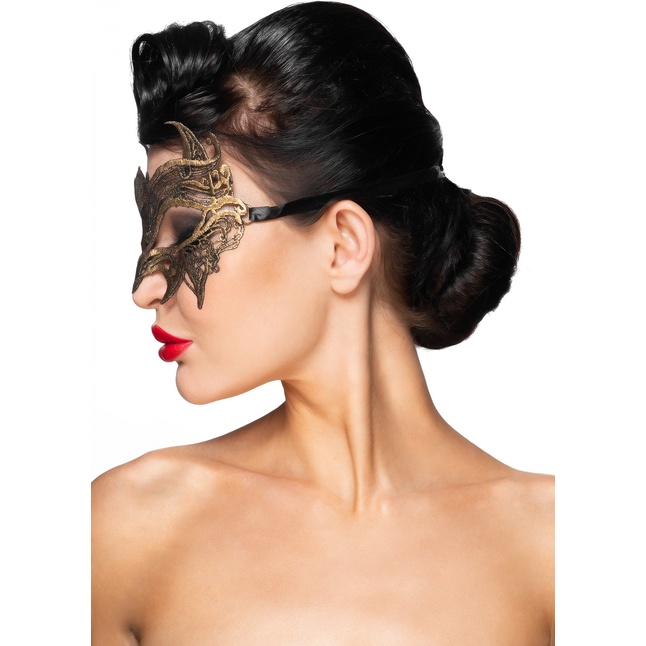 Золотистая карнавальная маска Андромеда - 963-ХХ - Карнавальные маски. Фотография 2.