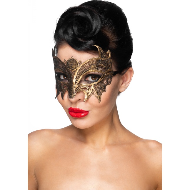 Золотистая карнавальная маска Андромеда - 963-ХХ - Карнавальные маски