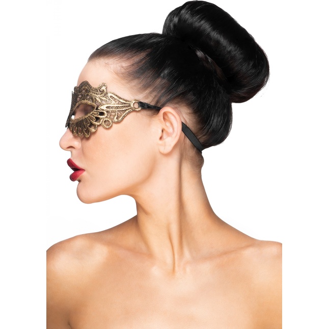 Золотистая карнавальная маска Антарес - 963-ХХ - Карнавальные маски. Фотография 2.