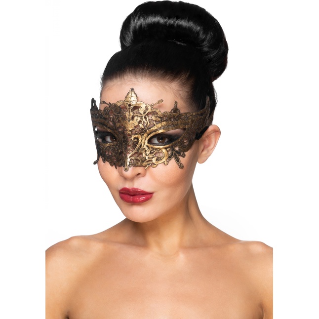 Золотистая карнавальная маска Каф - 963-ХХ - Карнавальные маски
