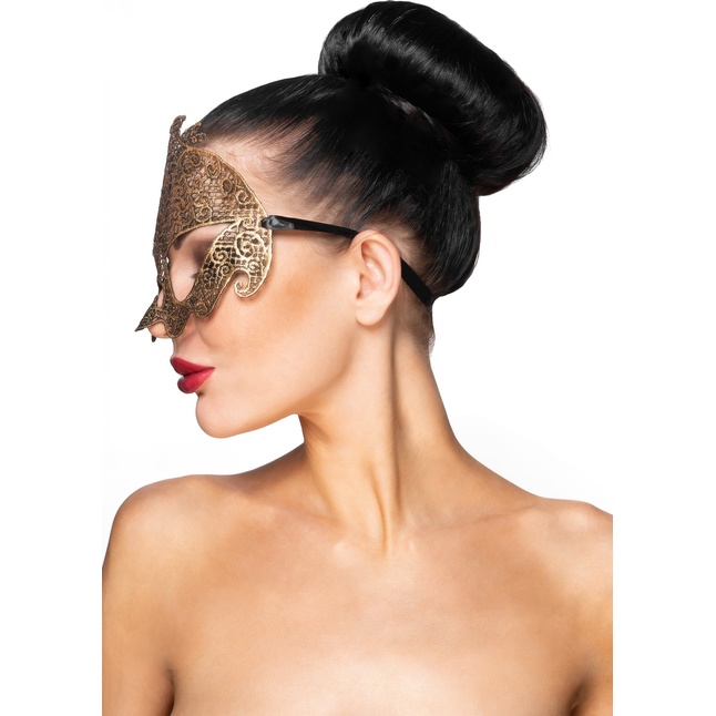 Золотистая карнавальная маска Нави - 963-ХХ - Карнавальные маски. Фотография 2.