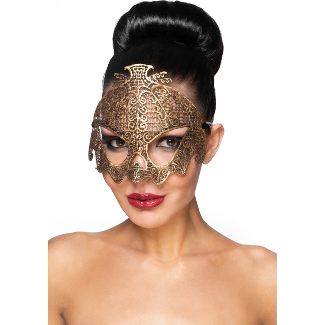 Золотистая карнавальная маска Нави - 963-ХХ - Карнавальные маски