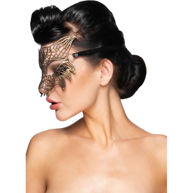 Золотистая карнавальная маска Регул - 963-ХХ - Карнавальные маски. Фотография 2.