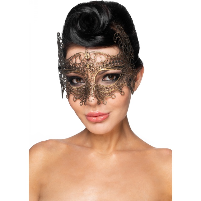 Золотистая карнавальная маска Рукба - 963-ХХ - Карнавальные маски