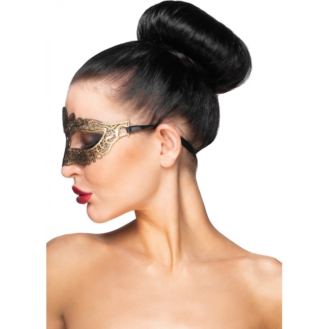 Золотистая карнавальная маска Саиф - 963-ХХ - Карнавальные маски. Фотография 2.