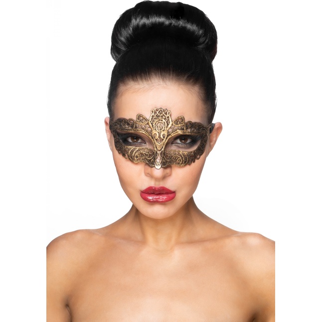 Золотистая карнавальная маска Саиф - 963-ХХ - Карнавальные маски