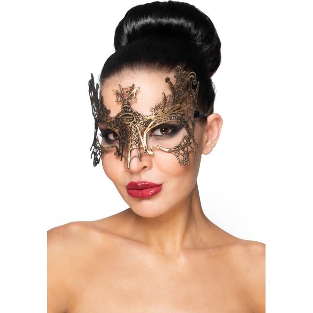 Золотистая карнавальная маска Селена - 963-ХХ - Карнавальные маски