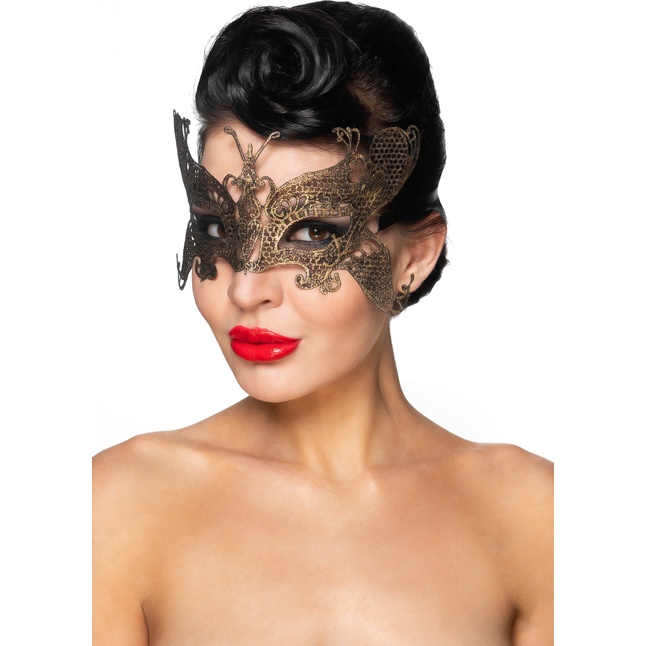 Золотистая карнавальная маска Турайс - 963-ХХ - Карнавальные маски