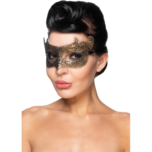 Золотистая карнавальная маска Шедар - 963-ХХ - Карнавальные маски