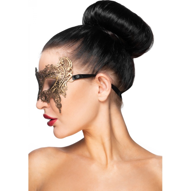 Золотистая карнавальная маска Вега - 963-ХХ - Карнавальные маски. Фотография 2.