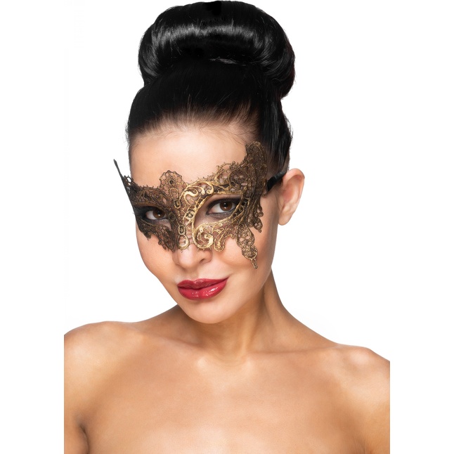 Золотистая карнавальная маска Вега - 963-ХХ - Карнавальные маски
