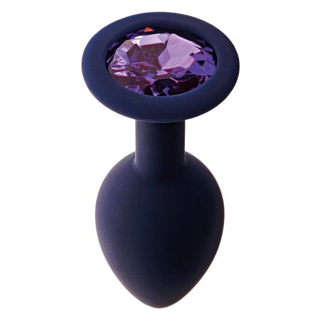 Черничная анальная пробка с фиолетовым кристаллом Gamma M - 8,1 см - Core collection