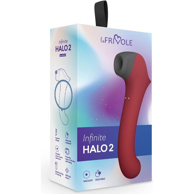 Бордовый вакуумный вибростимулятор с нагреваемой ручкой Halo 2 - 22,5 см - Infinite collection. Фотография 3.