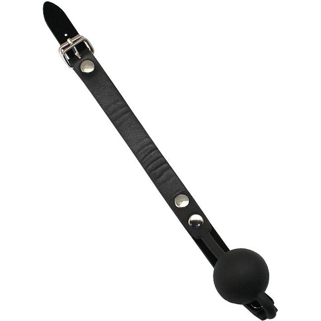 Черный силиконовый кляп-шарик с фиксацией. Фотография 5.