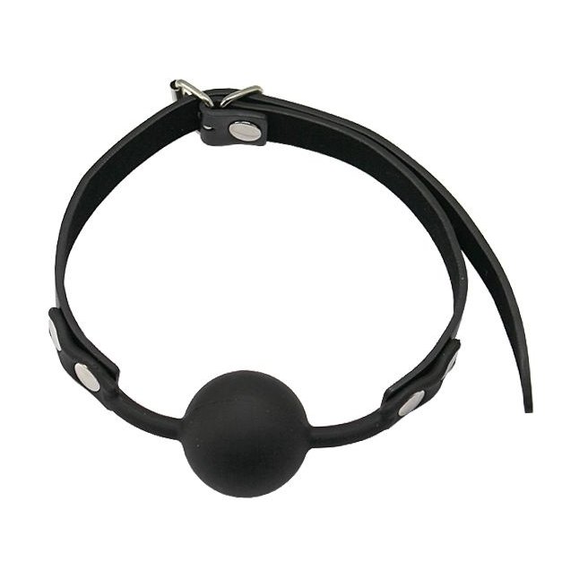 Черный силиконовый кляп-шарик с фиксацией