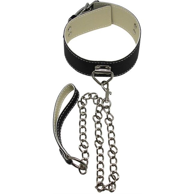 БДСМ-набор в черном цвете: наручники, поножи, ошейник с поводком, кляп. Фотография 3.
