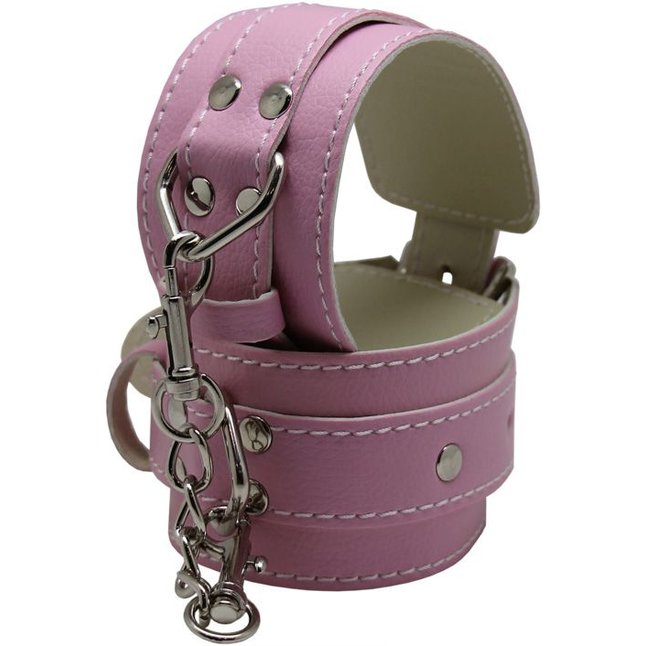 Розовые регулируемые наручники с фиксацией на карабинах. Фотография 5.