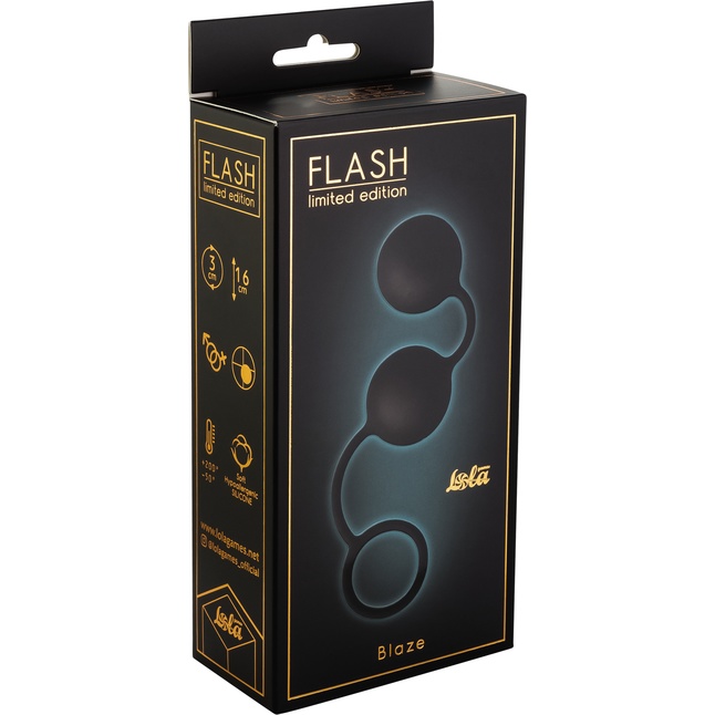 Черные анальные шарики Blaze с шнурком - Flash. Фотография 3.